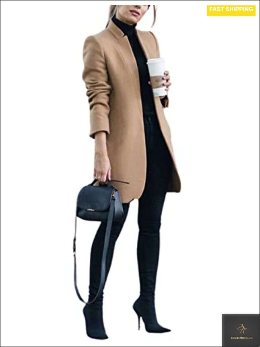Women's Wool Blend Pea Coat Winter Long Sleeve Slim Fit Casual